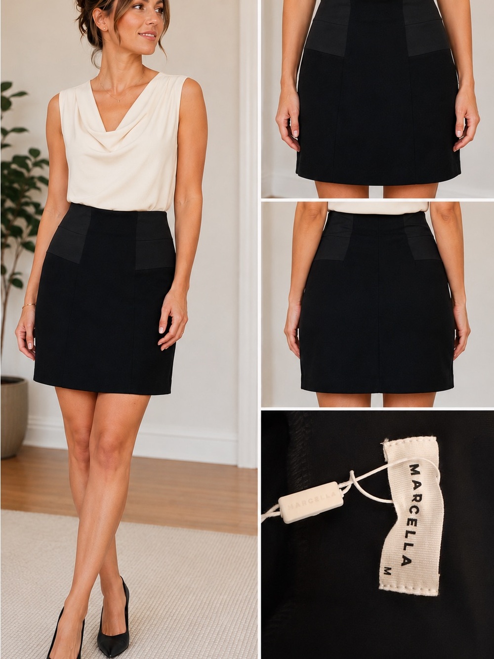 MARCELLA Women's Alma Elasticated High-Waisted Fitted Mini Skirt